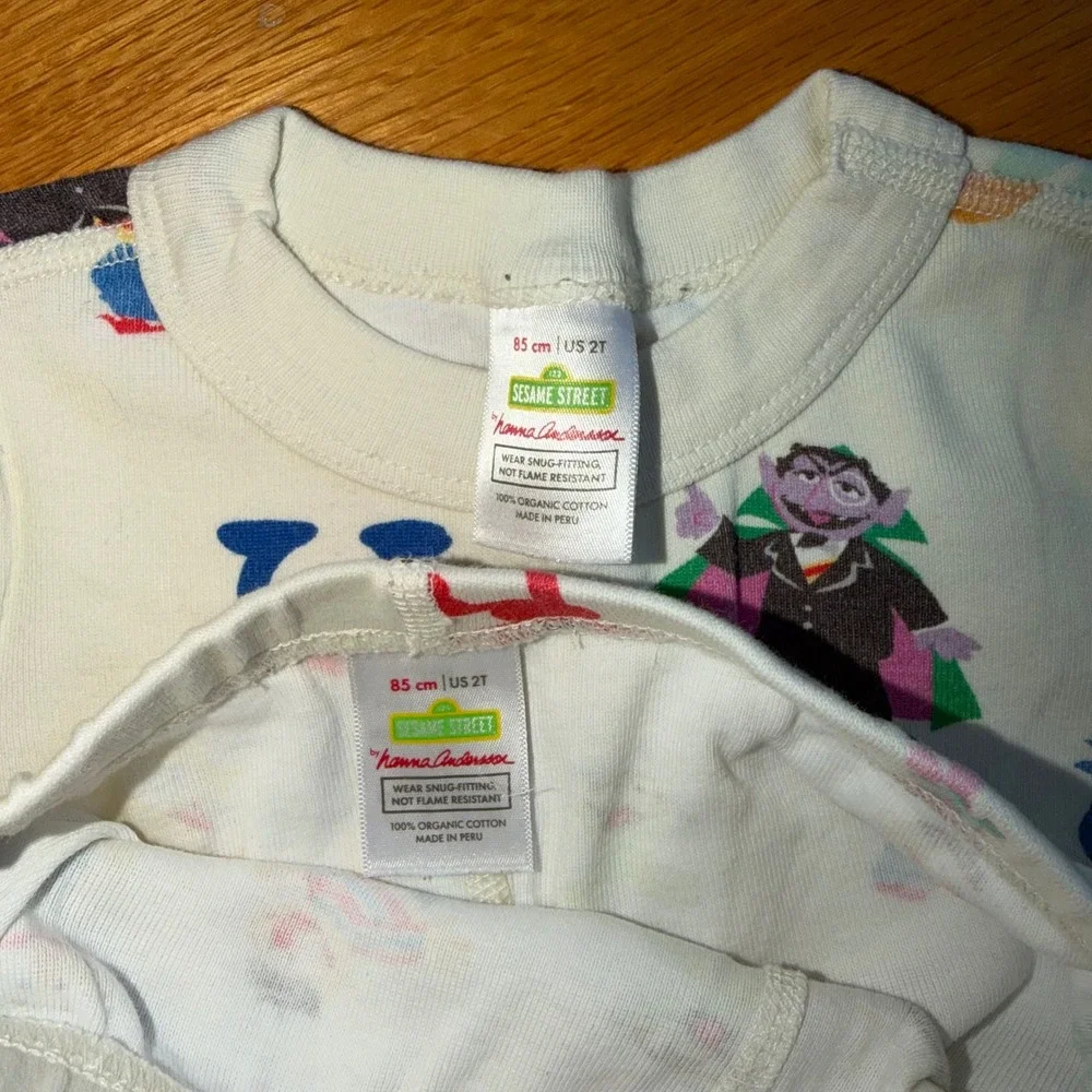 Hanna Andersson Sesame Street Organic Cotton Pajama Set Kids 2T Elmo Big Bird